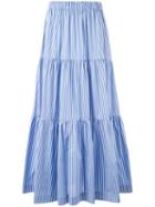 P.a.r.o.s.h. Long Tiered Skirt, Women's, Size: Medium, Blue, Cotton/polyamide/spandex/elastane