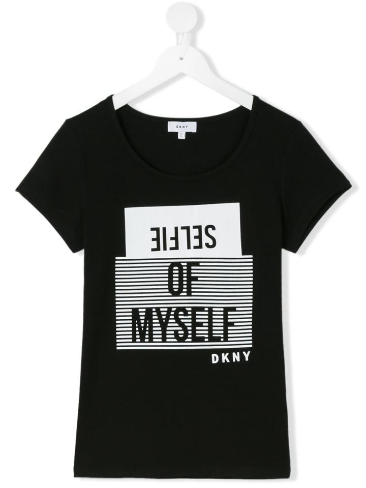 Dkny Kids - Selfie Of Myself T-shirt - Kids - Cotton/elastodiene - 14 Yrs, Black