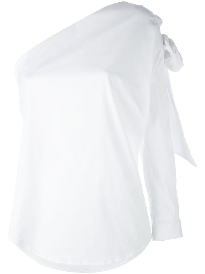 Sara Roka - One-shoulder Bow Top - Women - Cotton/polyamide/spandex/elastane - 40, White, Cotton/polyamide/spandex/elastane