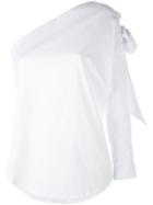 Sara Roka - One-shoulder Bow Top - Women - Cotton/polyamide/spandex/elastane - 40, White, Cotton/polyamide/spandex/elastane