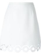 Carven Scalloped Hem Skirt, Women's, Size: 40, White, Polyester/triacetate