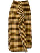No21 Checked Skirt, Women's, Size: 40, Yellow/orange, Cotton/cupro