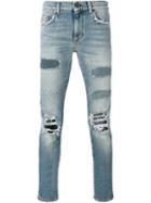 Saint Laurent Distressed Straight-leg Jeans, Men's, Size: 33, Blue, Cotton/polyurethane