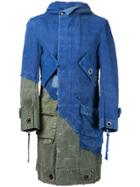 Greg Lauren Long Patchwork Denim Jacket - Blue
