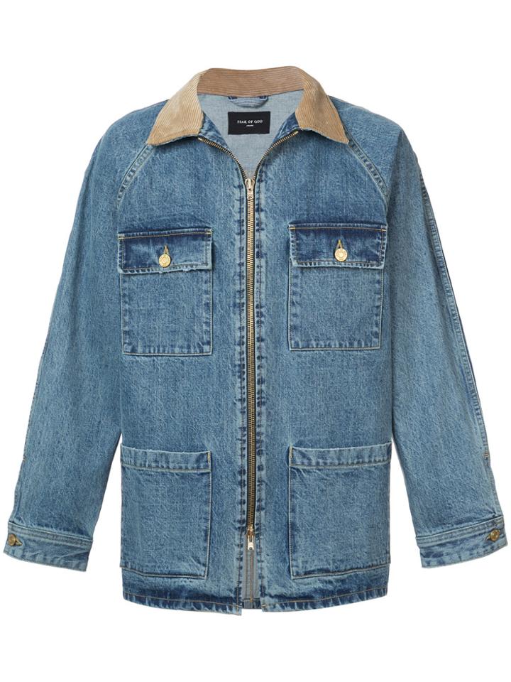 Fear Of God Contrast Collar Denim Jacket - Blue