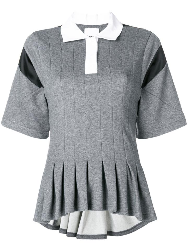 Koché Peplum Short-sleeve Polo Top - Grey