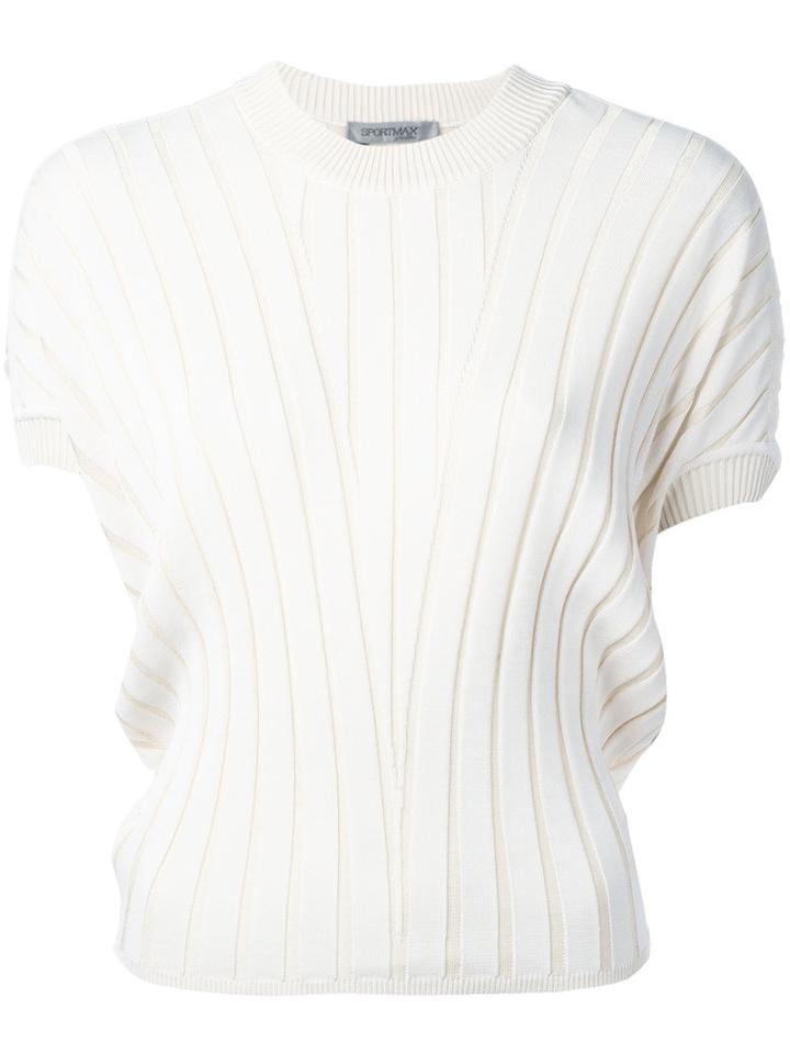 Sportmax - Ribbed Knit T-shirt - Women - Polyamide/viscose - S, Nude/neutrals, Polyamide/viscose