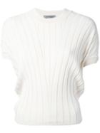Sportmax - Ribbed Knit T-shirt - Women - Polyamide/viscose - S, Nude/neutrals, Polyamide/viscose