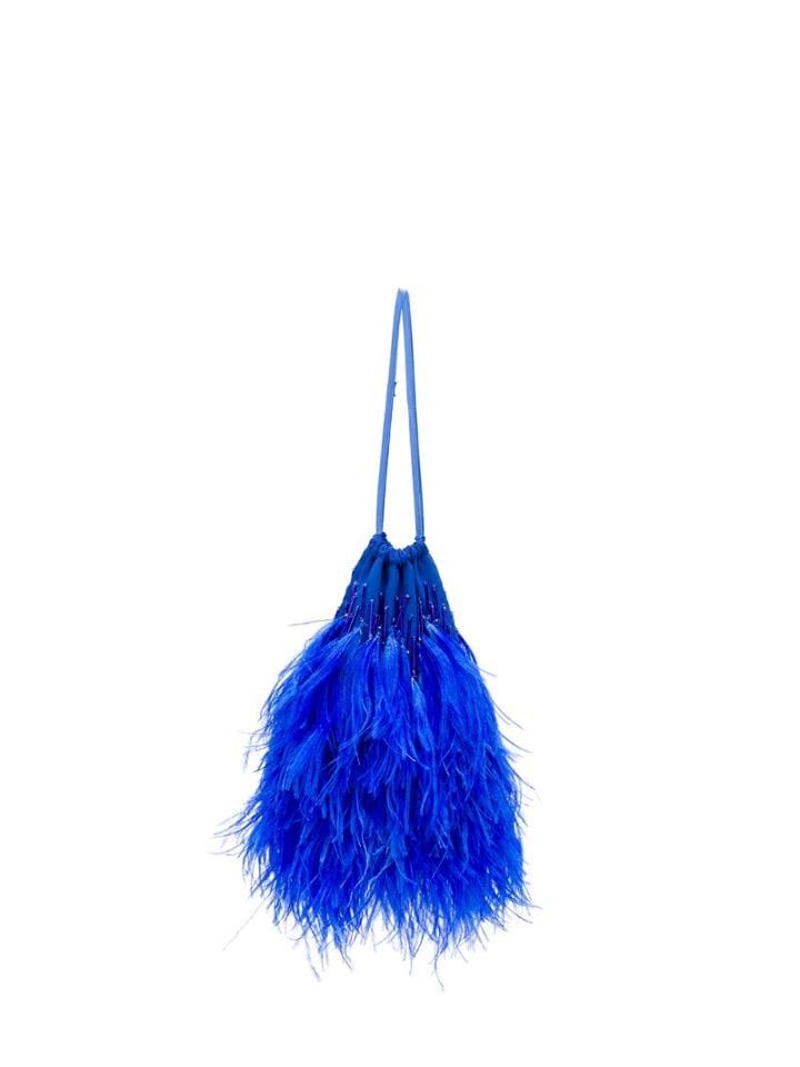 Attico Feather Embellished Tote Bag - Blue