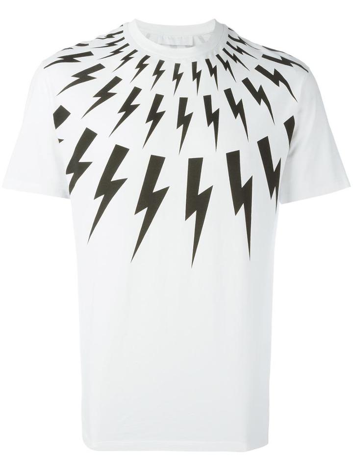 Neil Barrett - Lightning Bolt T-shirt - Men - Cotton - Xl, White, Cotton