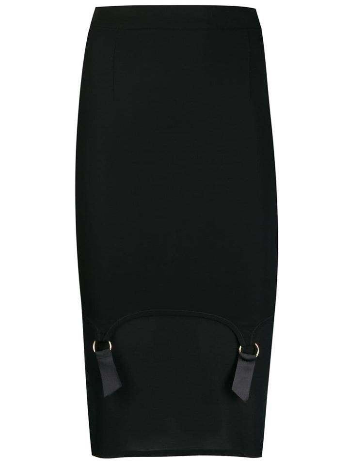 Murmur Panel Fitted Midi Skirt - Black