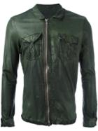 Giorgio Brato Chest Pocket Jacket, Men's, Size: 50, Green, Leather/nylon/cotton