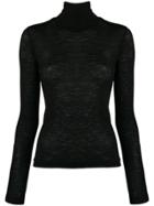 T By Alexander Wang Ribbed Turtleneck Top - Black