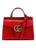 Gucci Gg Plaque Tote, Women's, Red, Leather