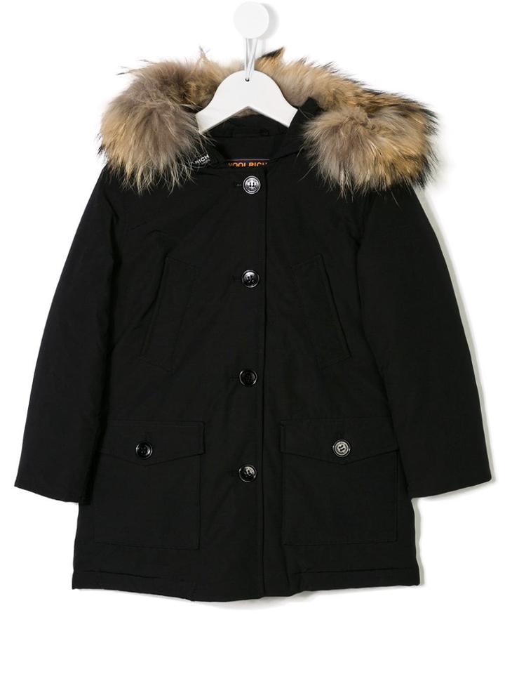 Woolrich Kids Racoon Fur-trimmed Parka - Black