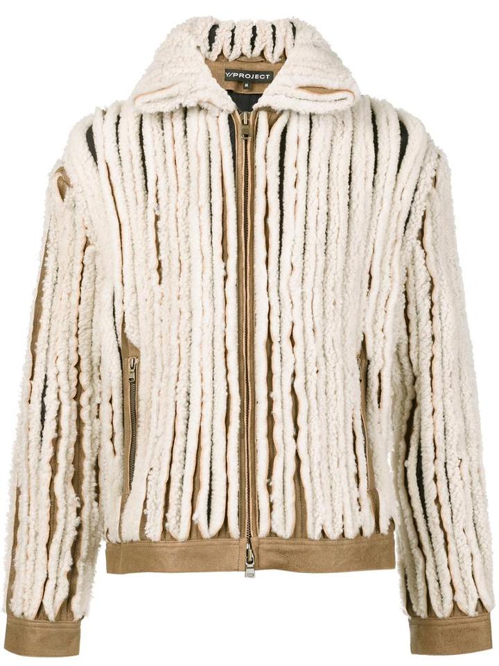 Y / Project Paneled Shearling Jacket, Adult Unisex, Size: Small, White, Sheep Skin/shearling/acetate