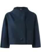 Paule Ka Funnel Neck Cropped Jacket, Women's, Size: Medium, Blue, Polyester/silk/cupro