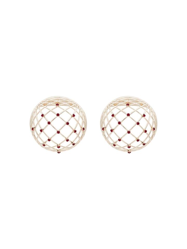 Y / Project Metallic Globe Crystal Embellished Earrings - Gold
