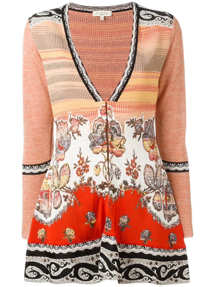 Etro Slit Front Knitted Blouse, Women's, Size: 42, Yellow/orange, Cotton/polyamide/polyester/viscose
