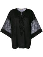 Roberto Cavalli - Lace Trim Knitted Top - Women - Modal/viscose/wool/polyimide - 44, Black, Modal/viscose/wool/polyimide