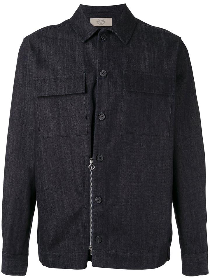 Maison Flaneur - Button-down Bomber Jacket - Men - Cotton - 48, Blue, Cotton