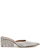 Area Pointed Embellished Pumps - Silver