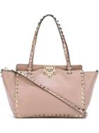 Valentino Small Valentino Garavani Rockstud Trapeze Tote - Neutrals