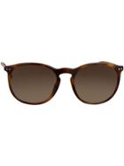 Burberry Check Detail Round Frame Sunglasses - Brown