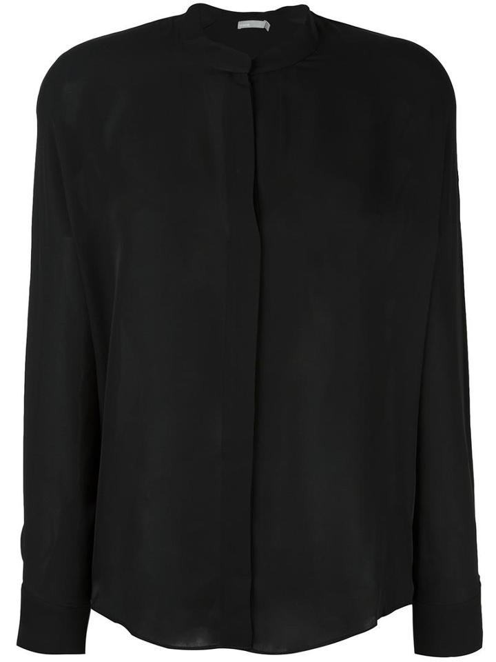 Vince Band Collar Shirt, Women's, Size: 4, Black, Silk