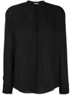 Vince Band Collar Shirt, Women's, Size: 4, Black, Silk