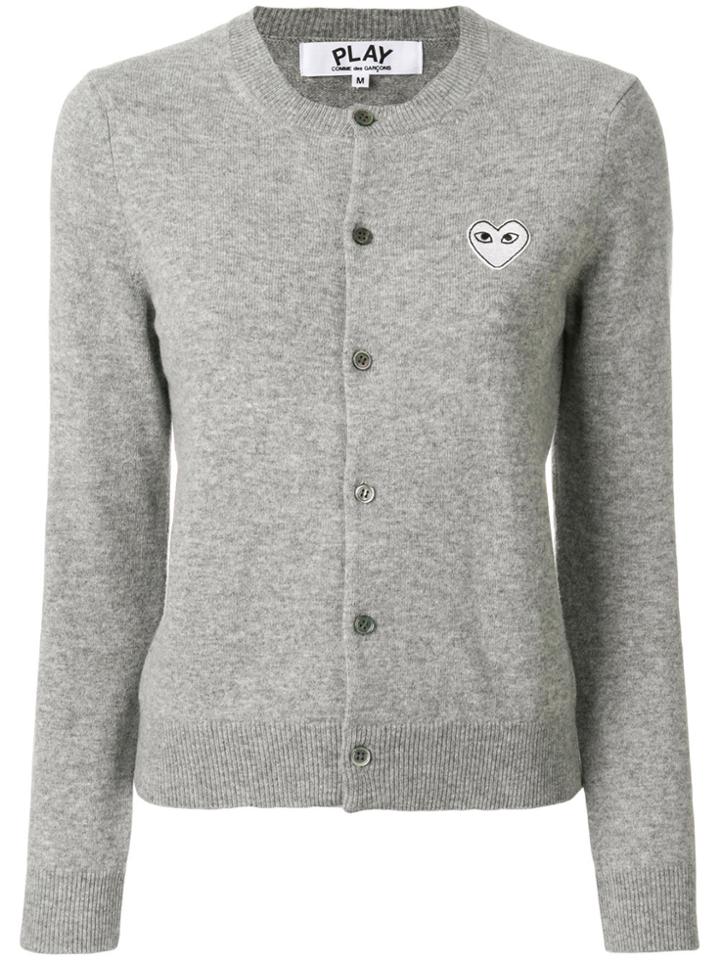 Comme Des Garçons Play Round Neck Cardigan - Grey