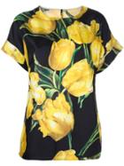 Dolce & Gabbana Tulip Print Blouse, Women's, Size: 46, Black, Silk