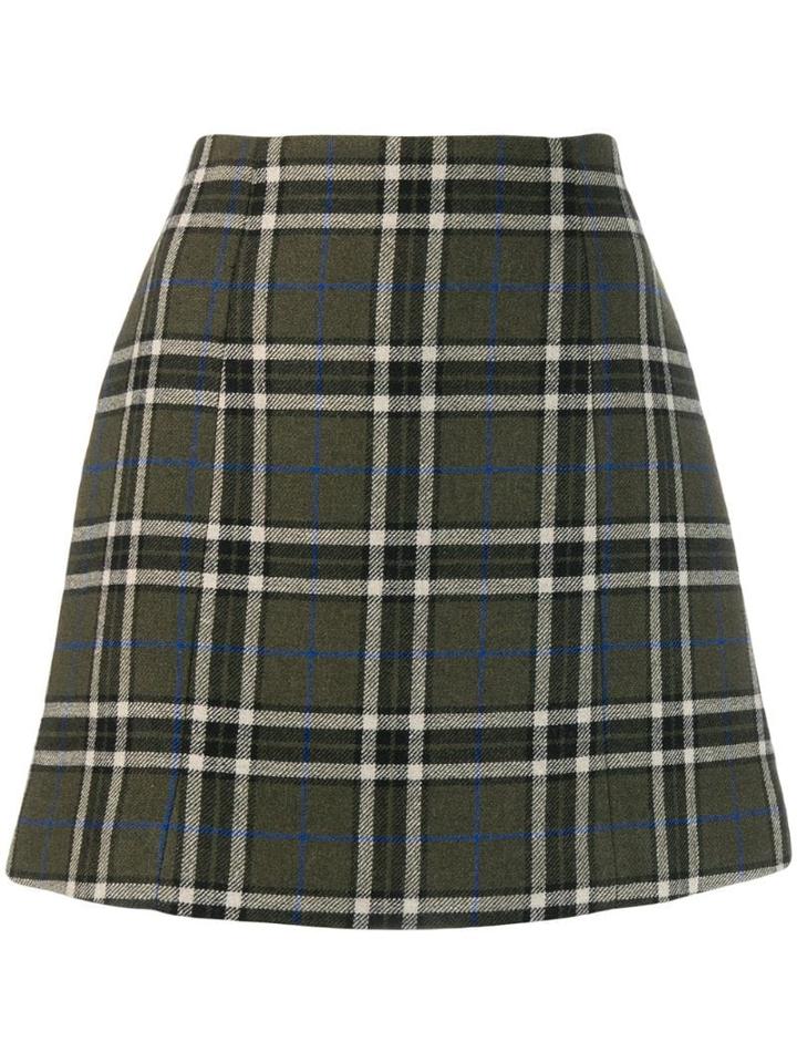 Alexa Chung Checked A-line Skirt - Green