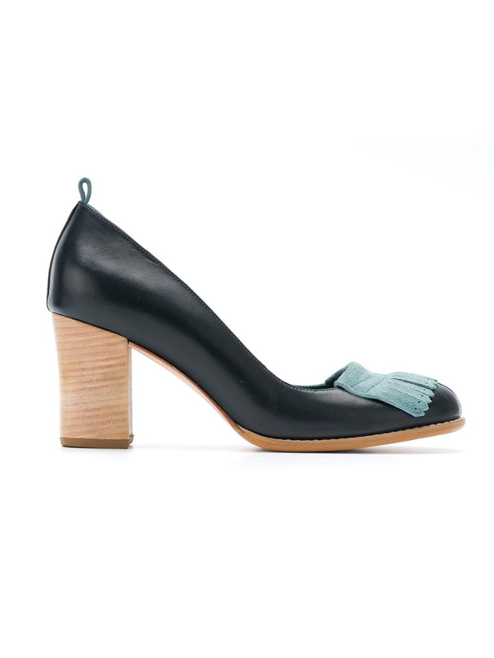 Sarah Chofakian Fringed Pumps - Blue