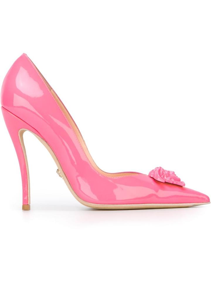 Versace Medusa Pumps, Women's, Size: 38.5, Pink/purple, Leather