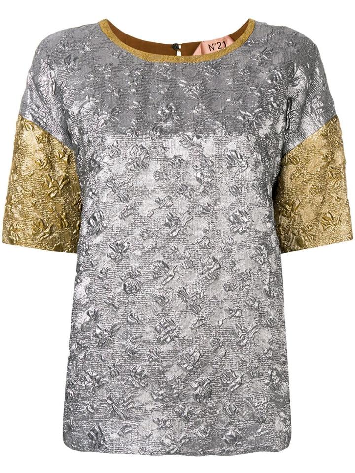 No21 Metallic Textured T-shirt - Silver