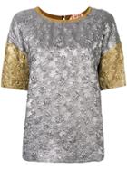 No21 Metallic Textured T-shirt - Silver
