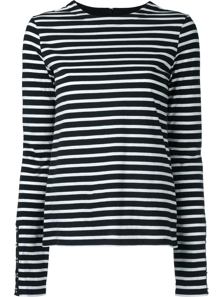 Le Ciel Bleu - Sleeve Hook Crew-neck Top - Women - Cotton - 36, Black, Cotton