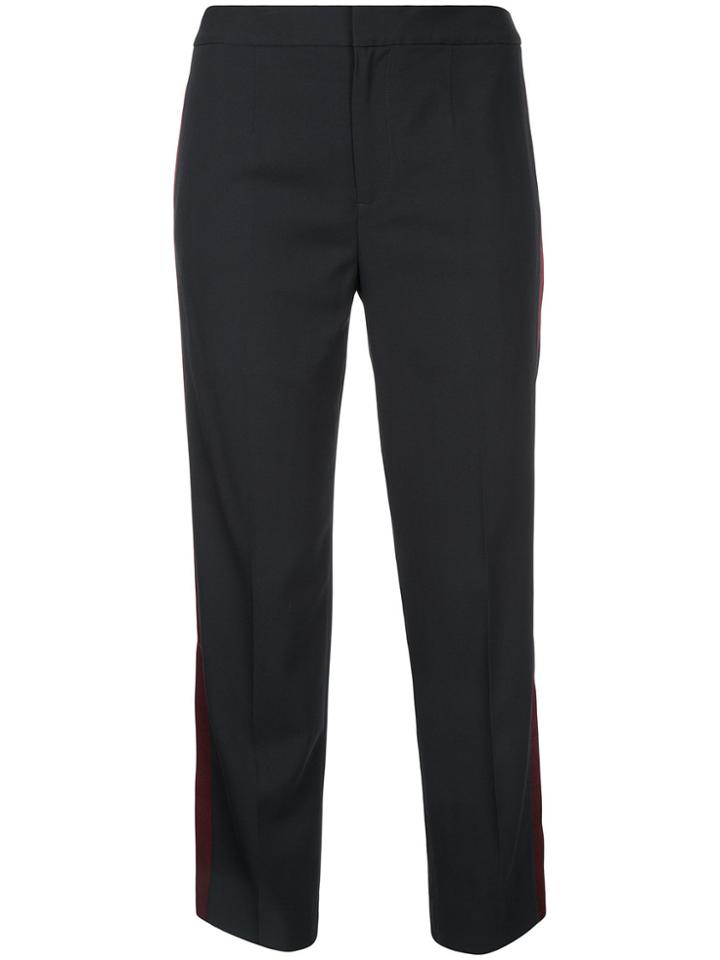 Le Ciel Bleu Lateral Stripes Cropped Trousers - Blue