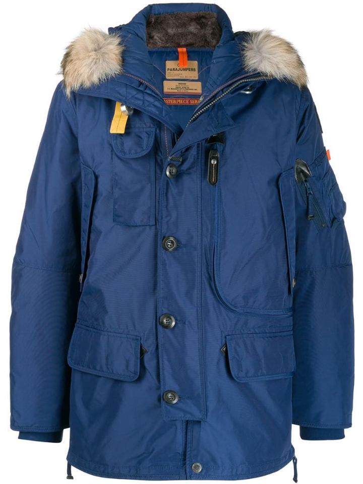 Parajumpers Fur Trimmed Coat - Blue