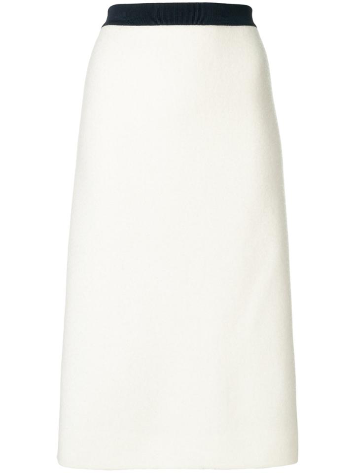 Thom Browne Vertical Stripe Wool Pencil Skirt - White