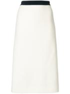 Thom Browne Vertical Stripe Wool Pencil Skirt - White