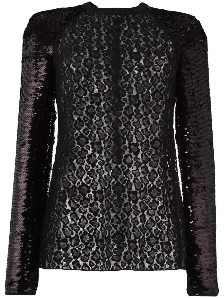 Giamba Sequined Longsleeved Blouse, Women's, Size: 42, Black, Polyamide/polypropylene/viscose