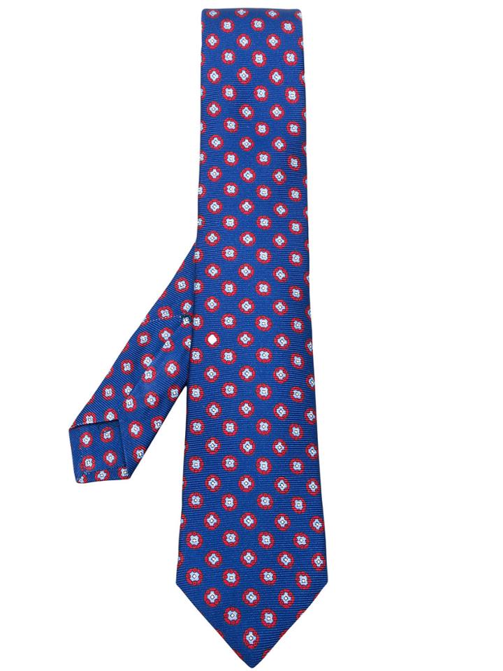 Kiton Geometric Pattern Tie - Blue