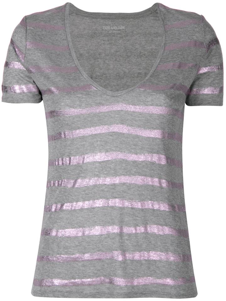 Zadig & Voltaire Glitter Stripped T-shirt - Grey