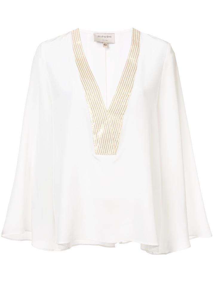 Zeus+dione Striped Contrast Trim Blouse - White