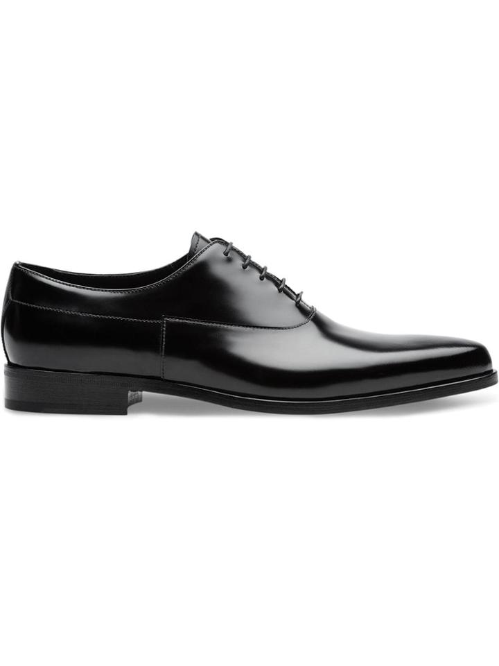 Prada Brushed Leather Oxford Shoes - Black