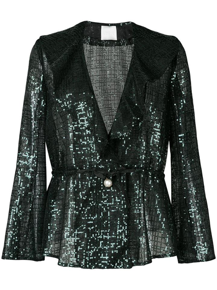 Ingie Paris Sequins Embellished Blazer - Green