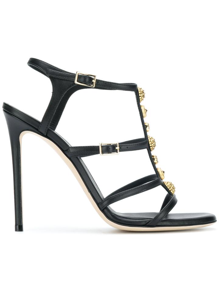 Grey Mer Embellished Strappy Sandals - Black