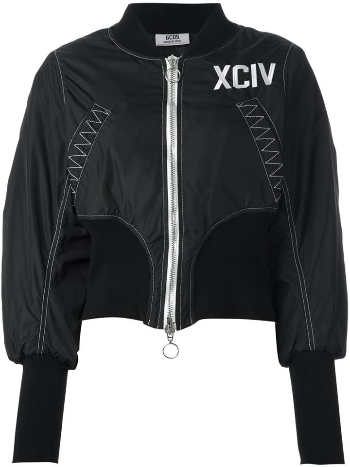 Gcds Back Logo Bomber Jacket, Women's, Size: Small, Black, Polyamide/polyester